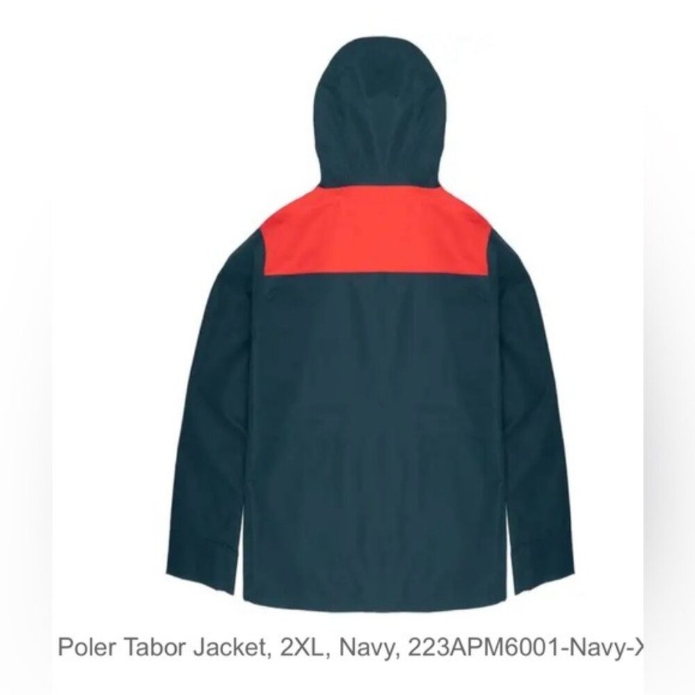 Poler Tabor Hooded Jacket Men’s Large Waterproof Outdoor Hiking Green Orange - Picture 2 of 5